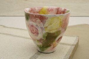 【工房　ゆずりは】【ギフト/贈答品】【母の日　誕生日】【送料無料】釉彩ローズ湯呑