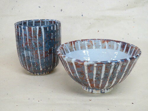 中垣連次　鼠志野十草　飯碗/湯呑