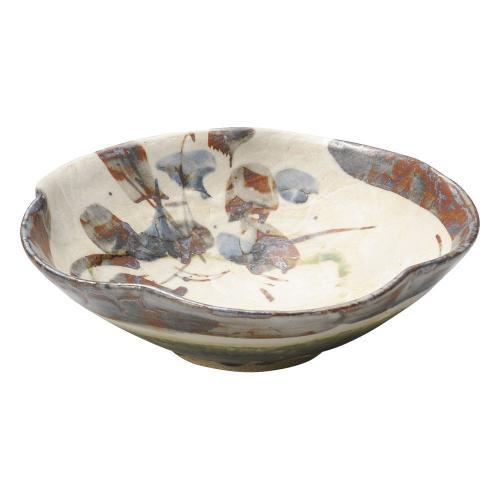 【送料無料】中垣連次　織部かぶ花型盛鉢