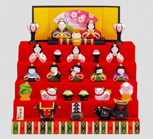 【送料無料】【ギフト/贈答品】【薬師窯】錦彩花かざり雛(五段飾り)