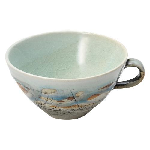 【ギフト/贈答品】【鶴林窯　林英樹】トルコ釉刻紋スープカップ 2