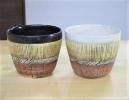 【ギフト/贈答品】【鶴林窯 林英樹】 黒釉と白釉 エイジアロックカップ*黒釉か白釉 いずれかをお選び下さい。