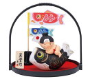 【ギフト/贈答品】【薬師窯】錦彩鯉のぼり桃太郎(丸手籠付)
