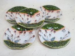 【送料無料】【決算品】【ギフト/贈答品】【母の日　父の日　誕生日】【玉山窯】織部嵯峨路銘々皿5枚揃