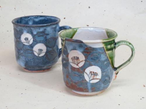 【送料無料】【ギフト/贈答品】【結婚御祝】【母の日】【父の日】【敬老の日】【玉山窯】　椿　マグカップ　鼠志野/織部＊鼠志野か織部のいずれかをお選び下さい。