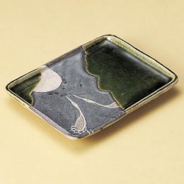 Rakuten - 【送料無料】【ギフト/贈答品】【母の日　誕生日】【玉山窯】織部月鶴 四つ足焼物皿