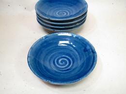 【送料無料】【山兵窯　羽柴兵衛】【決算品】【在庫限り】　藍染浅鉢揃(5枚)