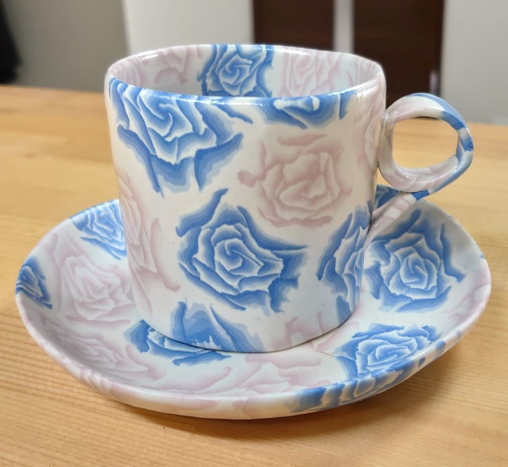 【送料無料】【ギフト/贈答品】【更紗窯　長江哲男】練込一客珈琲碗皿6