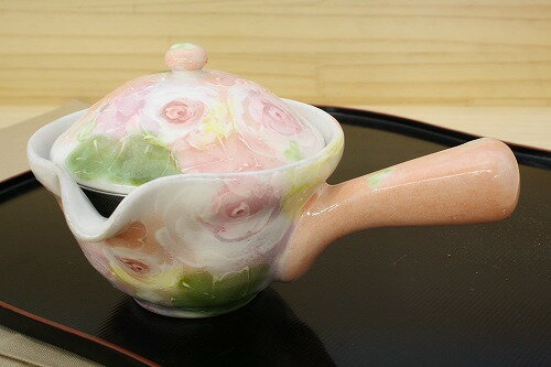 【工房　ゆずりは】【ギフト/贈答品】【母の日　誕生日】【送料無料】釉彩ローズ　平急須