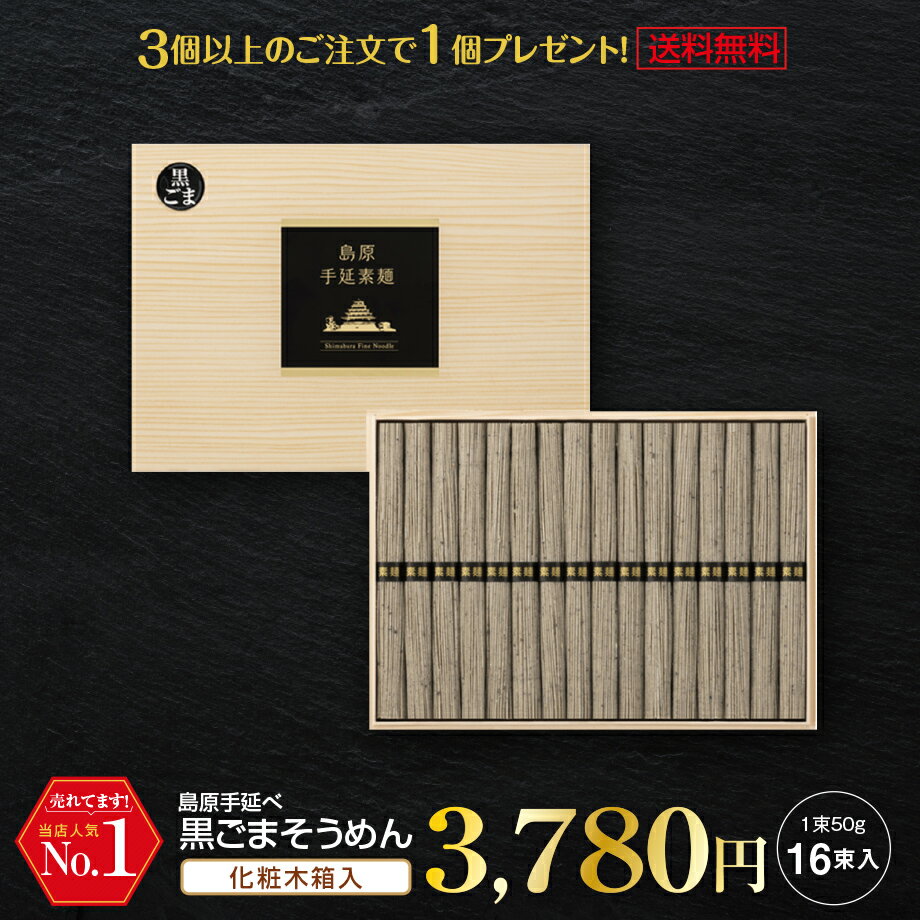 ギフト 内祝い 送料無料 島原手延べ黒ごまそうめん 800g 16束 実はこの黒ごまそうめん 2023世界グルメガイド東京版 二星店の特選逸品提供 珍しいもの 出産祝い 還暦祝い 御供