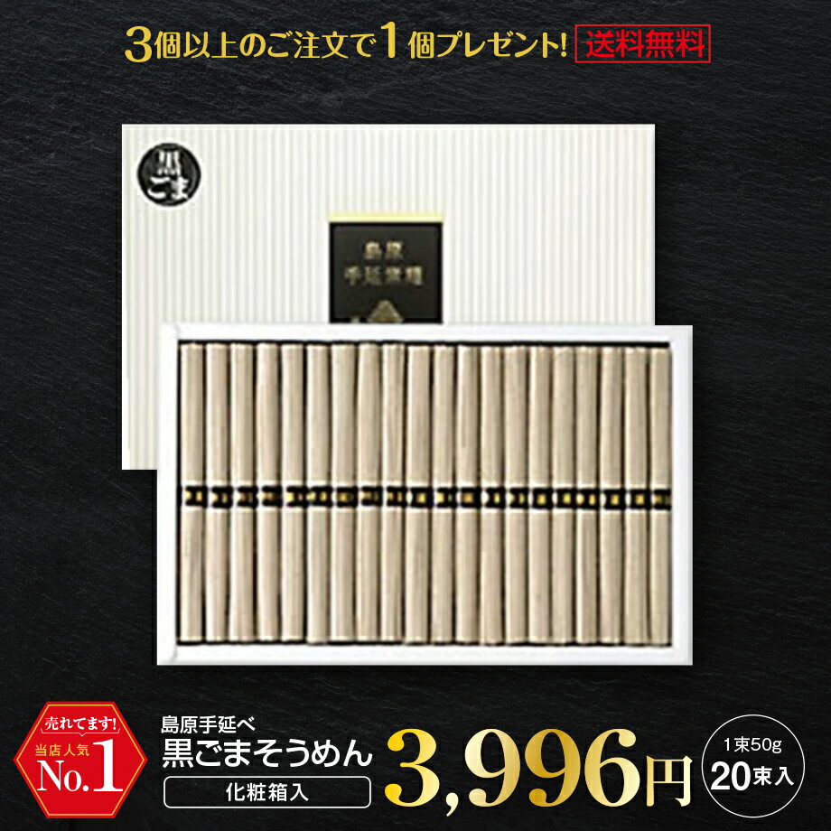 ギフト 内祝い 送料無料 島原手延べそうめん 黒ごまそうめん 1000g (20束入) 珍しいもの 御供