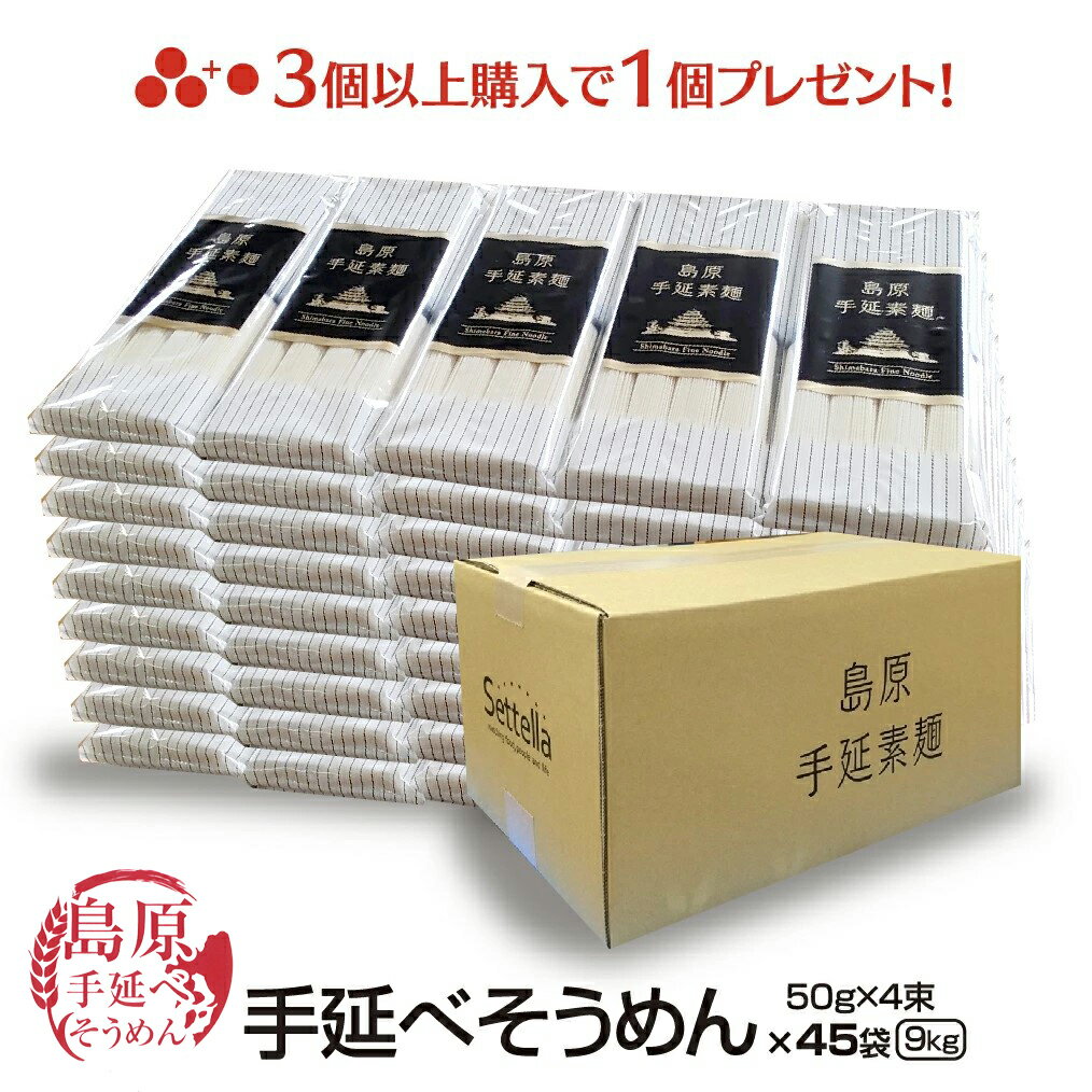 島原手延べそうめん 9キロ (4束×45袋) 大容量 島原素麺 非常食 保存食 2年間 返礼品 手土産 ご当地グルメ お取り寄せグルメ