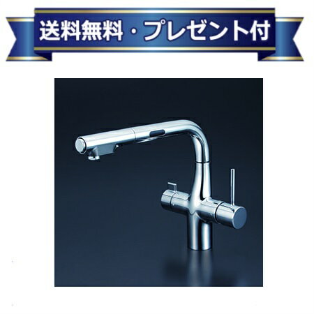 プレゼント付き [KM6131DEC]KVK キッチン水栓 電池タイプ ビルトイン浄水器用シングルシャワー付混合栓 センサー 浄水カートリッジセット別売