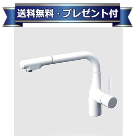 乐天商城 - ＼6月限定！最大100%Pバック／プレゼント付き [KM6101ZECC4HS]KVK グロスホワイト シングルシャワー付混合栓 撥水シングルシリーズ シャワーヘッド引き出し 寒冷地用