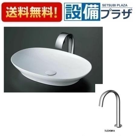 [LS902+TLE24SM1A+T7W86]TOTO カウンター式洗面器 ベッセル式 ホワイト 台付自動水栓 アクアオート 床排水金具(Sトラップ)