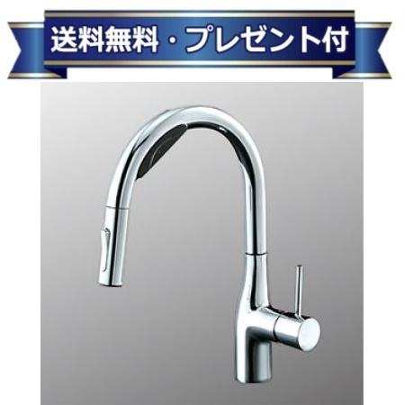 プレゼント付き[KM6092DSCEC]KVK ビルトイン浄水器用シングルシャワー付混合栓 Wセンサー 電池タイプ
