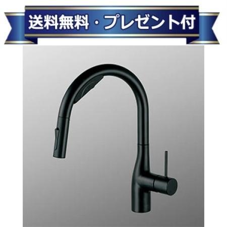 ＼8/31までエントリーで最大100%Pバック／プレゼント付き[KM6092ECM5]KVK ビルトイン浄水器用シングルシャワー付混合栓 Wセンサー付 eレバーマットブラック
