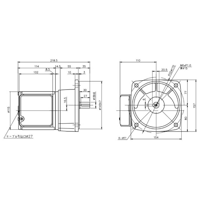 ニッセイ ギヤードモーター G3F18N25-MM01TNNTN 平行軸 フランジ取付 0.1kW 減速比1/25 三相 200V ブレ..