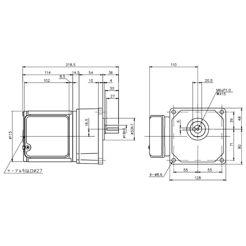 ニッセイ ギヤードモーター G3K18N10-MM01TNNTN 平行軸 小フランジ取付 0.1kW 減速比1/10 三相 200V ブレーキなし ターミナルボックス付