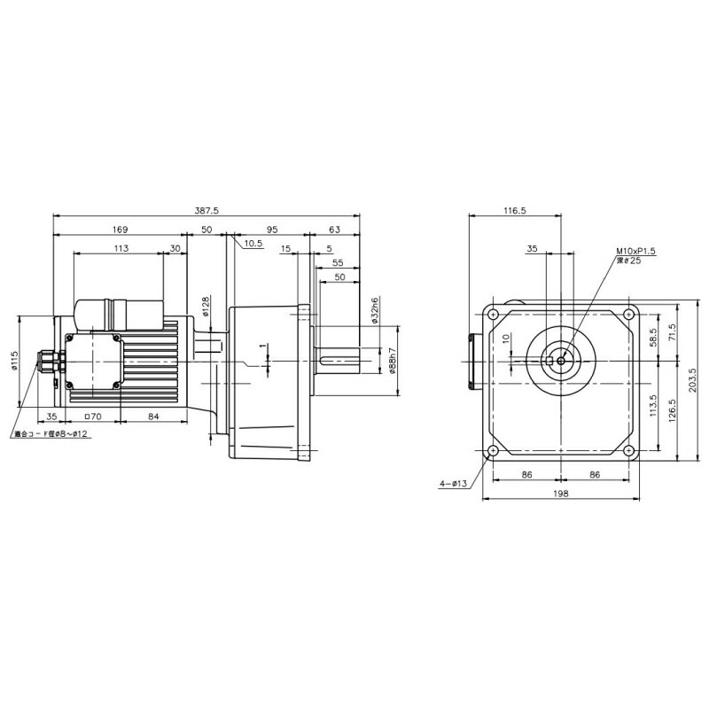 ニッセイ ギヤードモーター G3K32N750-MM01CNJAN 平行軸 小フランジ取付 0.1kW 減速比1/750 単相 100V ブレーキ無 A型ターミナルボックス
