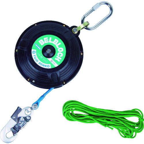 TSUYORON ベルト巻取式墜落防止器具 BB-100-SN-BX ベルブロック ショックアブソーバなし 10m 引寄ロープ付