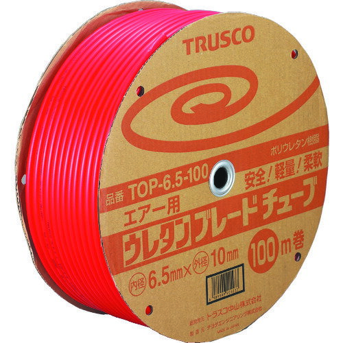 TRUSCO ウレタンブレードチューブ TOP-6.5-100 6.5X10 100m 赤