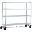 TRUSCO スチールラック PER-4544-U125-B4-W フェニックスラック 1500X450 4段 U車輪4輪S付 W色 抗菌粉体塗装