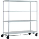 TRUSCO スチールラック PER-5564-U125-B4-W フェニックスラック 1500X600 4段 U車輪4輪S付 W色 抗菌粉体塗装