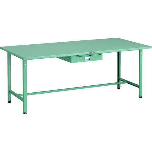 TRUSCO 軽荷重作業台(300kg)AE型 SAE-1809UDC1 1800X900XH740 薄型1段引出し付 グリーン色(4)