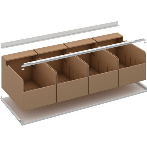 TRUSCO スチールラック K1-T46BA4S K1型抗菌塗装高密度収納棚 ビンボックスH275X4個付追加棚板 W1250XD625 中受け付 1S