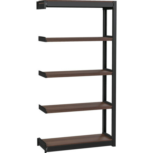 TRUSCO TSUG型スチール軽量ボルトレス棚 TSUG100-63K5B-WNBK 連結タイプ 木製棚板ウォールナット 5段仕..