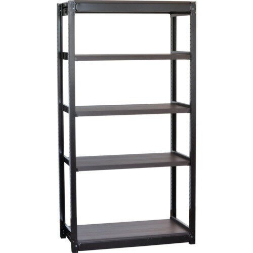 TRUSCO TSUG型スチール軽量ボルトレス棚 TSUG100-63L5-WNBK 基本タイプ 木製棚板ウォールナット 5段仕..