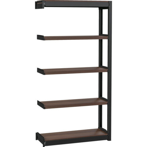 TRUSCO TSUG型スチール軽量ボルトレス棚 TSUG100-63S5B-WNBK 連結タイプ 木製棚板ウォールナット 5段仕..