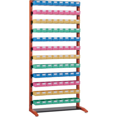 TRUSCO UPR型ビンラック UPR-L1812A-BK 片面 H1900 ビン小黒・橙・白・緑各24個付 黒 1台