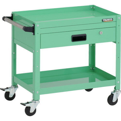 TRUSCO ツールワゴン RBW-662VH YG ラビットワゴン 600X400XH600 2段 1段引出 ハンドル付 ゴム車輪 ヤンググリーン