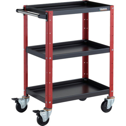 TRUSCO ツールワゴン BDW-963-BKR バーディワゴン 600X400XH880 3段 ブラック/レッド