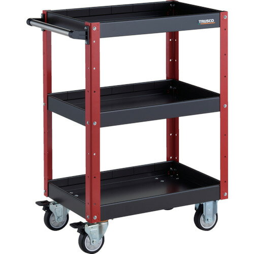 TRUSCO ツールワゴン EGW-963F3U-BKR イーグルワゴン 600X400XH880 深型3段 ウレタン車輪 ブラック/レッド