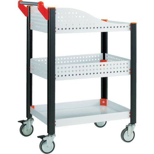 TRUSCO カスタムワゴン TAC-648W ホワイト633X470 浅棚1枚・深型パンチ棚板付