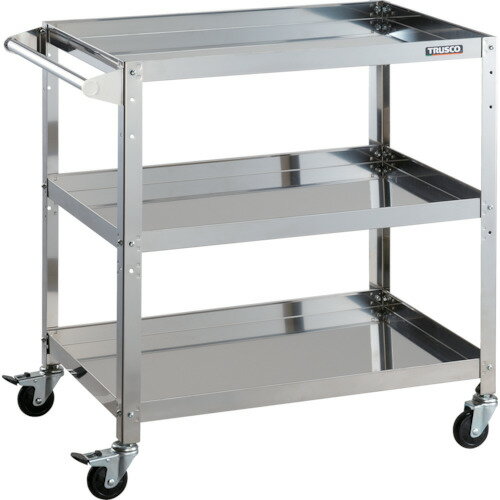 TRUSCO ステンレスワゴン CRB-873H クリーンラビット 75φゴム車鉄金具ハンドル付