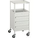 TRUSCO ミニキャビネットワゴン400X440X880LVR−424付 MCW-424W ホワイト