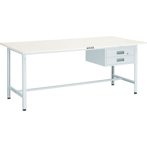 TRUSCO 軽荷重作業台(300kg)AE型 AE-1800F2 W 1800X750XH740 2段引出付 ホワイト色
