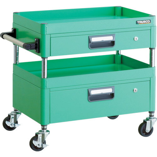 TRUSCO ツールワゴン PEW-662VZ-YG フェニックスワゴン 省音 600X400XH600 引出付 ヤンググリーン