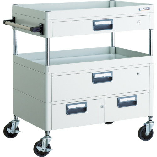 TRUSCO ツールワゴン PEW-972VWZ-W フェニックスワゴン 省音 750X500XH880 引出付 ホワイト 1台