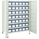 TRUSCO スチールラック 43V-T808C7 軽量棚扉付 875X300X1200樹脂引出透明小X42 ネオグレー