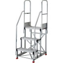 TRUSCO アルミ製作業用踏台 TSF-36309-TR300 3段 高さ0.9m 天板寸法600×400 ステップ奥行300mm 階段両手すり付き