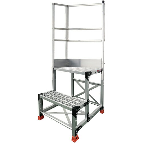 TRUSCO アルミ製作業用踏台 TSF-257-TL350 2段 高さ0.7m 天板寸法500×400 段高350mm 天場二方手すり付き