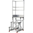 TRUSCO アルミ製作業用踏台 TSF-369-TL300 3段 高さ0.9m 天板寸法600×400 段高300mm 天場二方手すり付き
