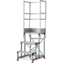 TRUSCO アルミ製作業用踏台 TSFC-369-TS300 縞板タイプ 3段 高さ0.9m 天板寸法600×400 段高300mm 天場三方手すり付き