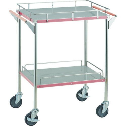 TRUSCO ステンレス台車 KSCLW-2B-P 抗菌SUSカラーラインワゴン 引出無し 750X450 ピンク