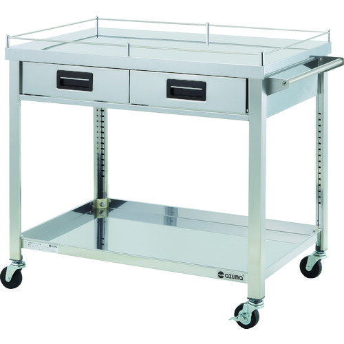 アズマ 4方コボレ止め・引出付ワゴン 4GWGO2-900H 2段